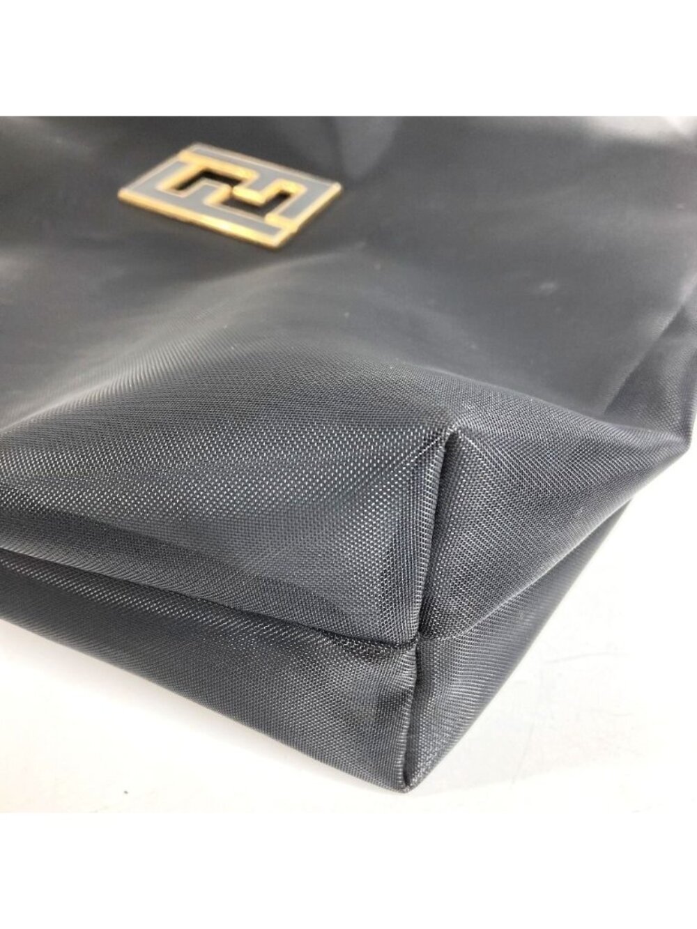 Fendi Handbag FF Logo Mesh Leather Black - Picture 3 of 9